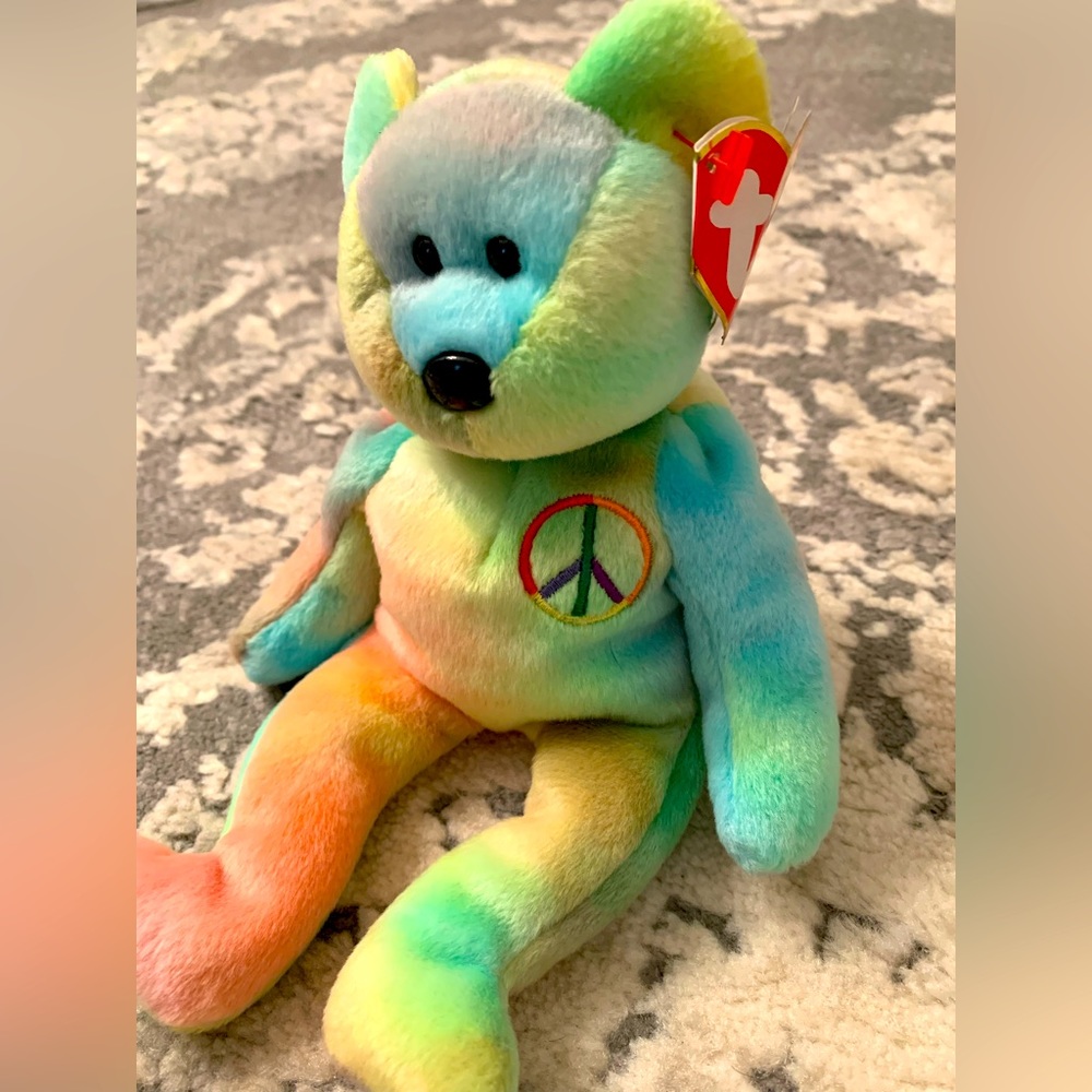 Peace Bear Ty Beanie Baby tie dye bear